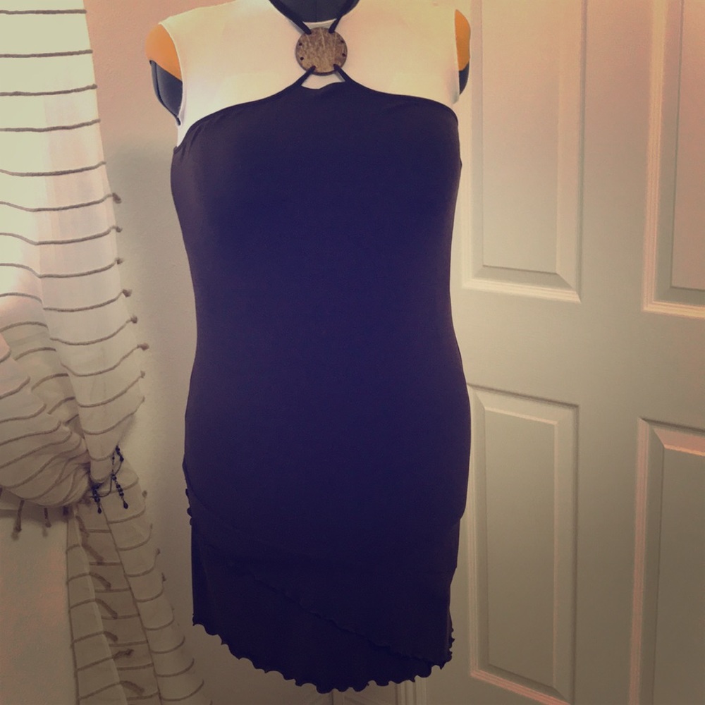 Fun brown comfortable dress, built in shelf bra